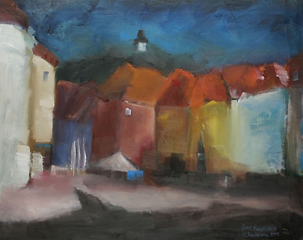 Grazer Hauptplatz mit Uhrturm im Hintergrund